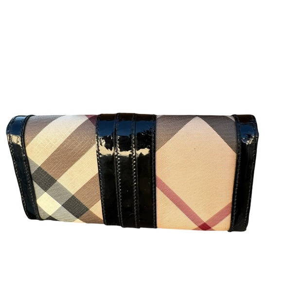 Burberry Black Novacheck Canvas and Patent Leather Penrose Continental Wallet - Picture 2 of 15